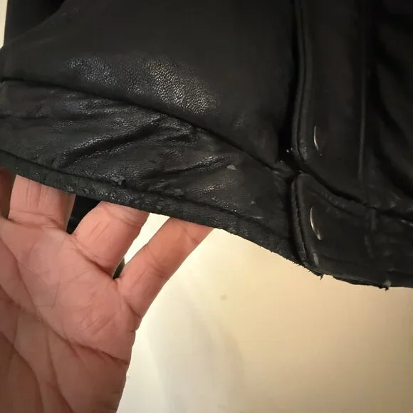 Vintage Autumn Trails Mens Black Leather Jacket Quilted Lining Size XL - Picture 3 of 8